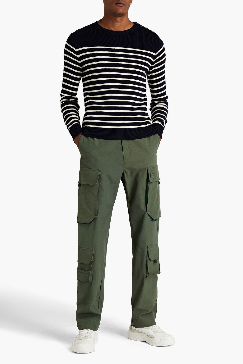 VALENTINO Rockstud striped wool sweater