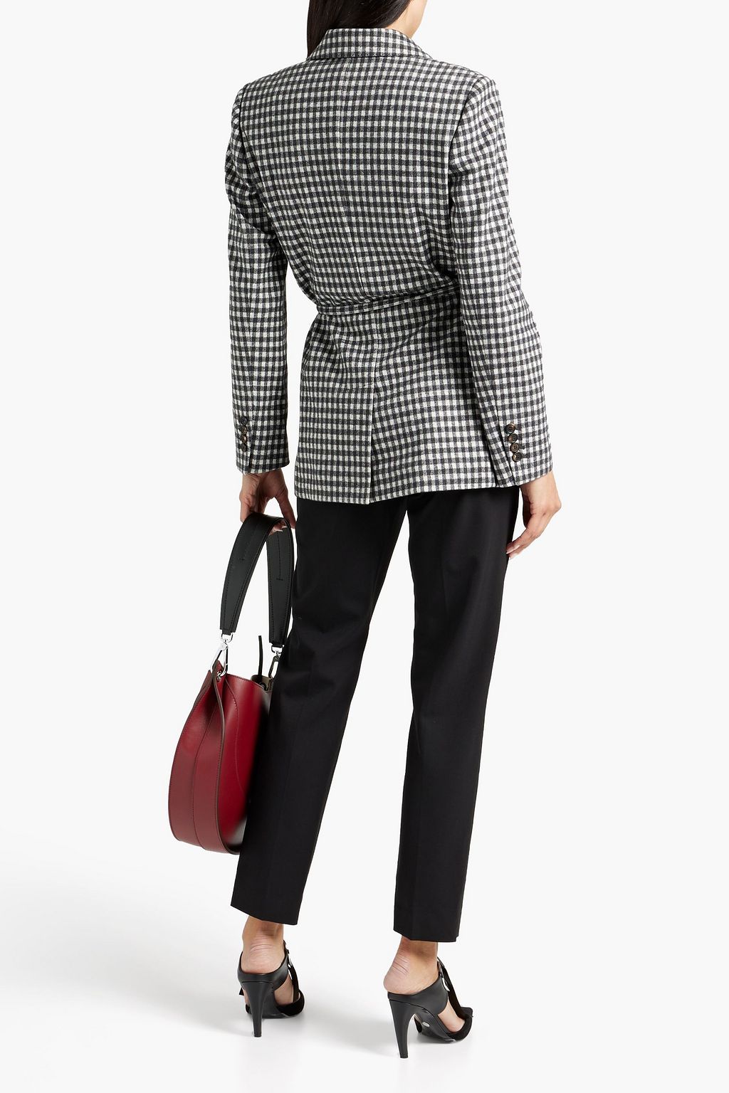 BRUNELLO CUCINELLI Double-breasted gingham wool and cotton-blend blazer