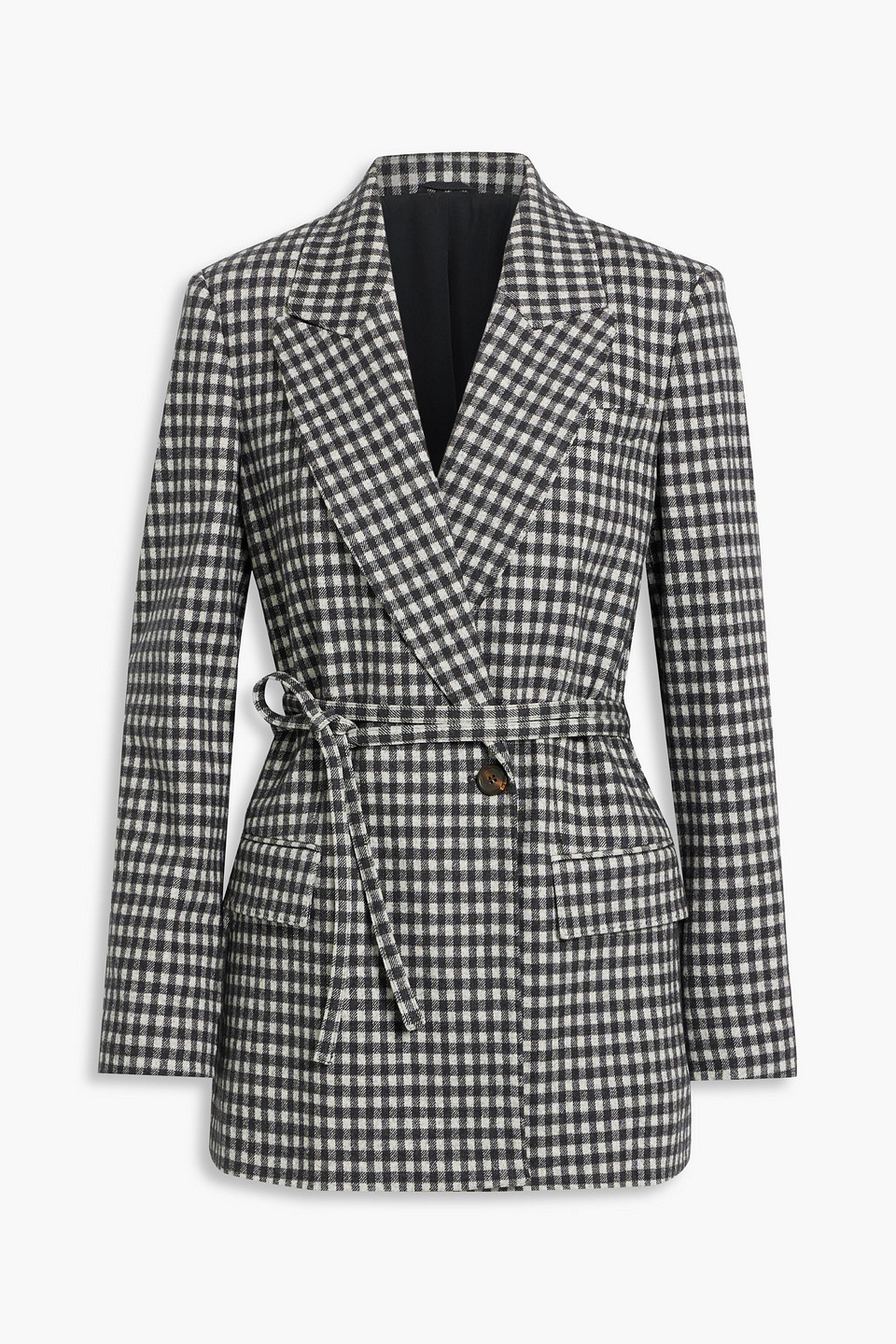 Brunello Cucinelli Double-breasted Gingham Wool And Cotton-blend Blazer In Black
