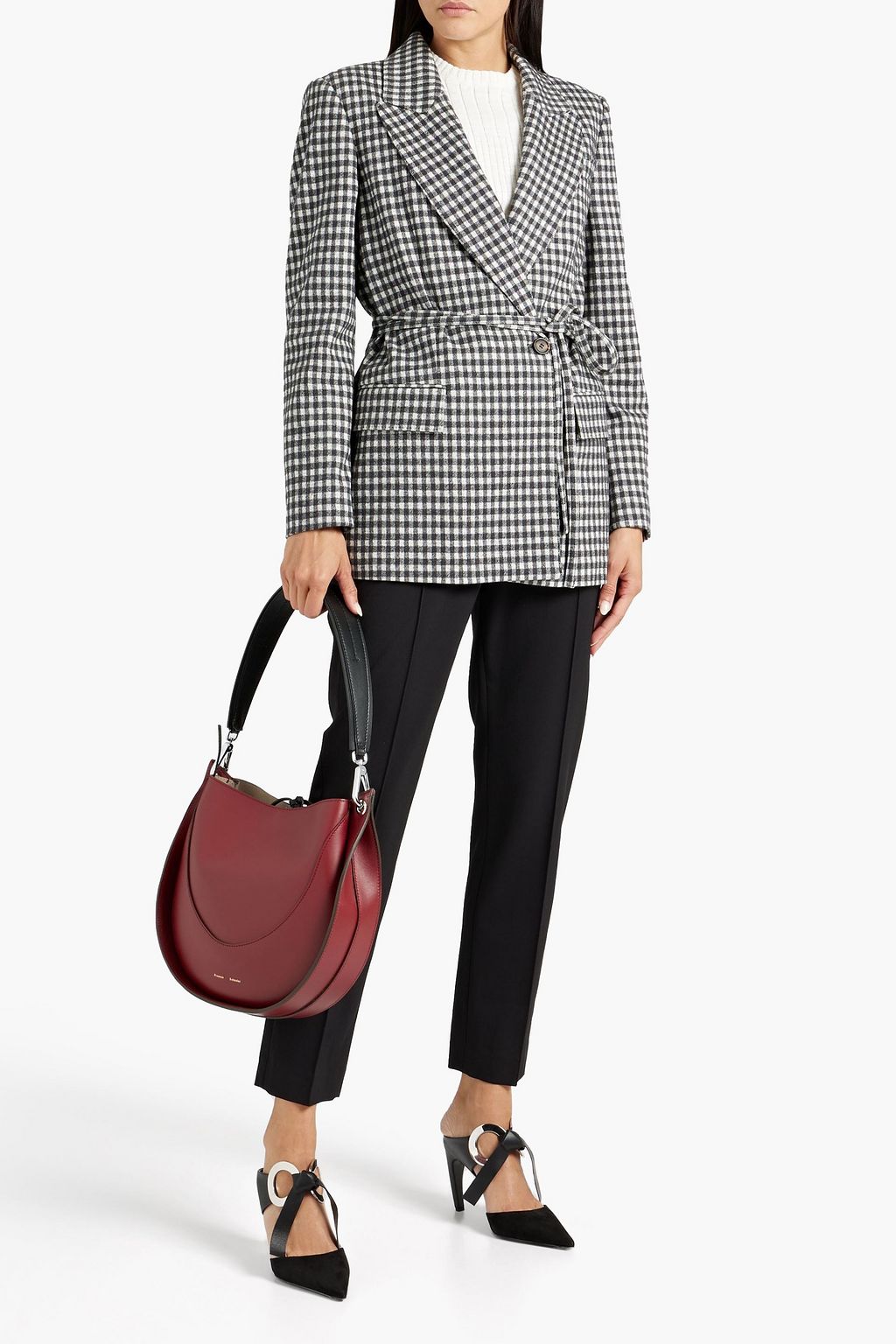 BRUNELLO CUCINELLI Double-breasted gingham wool and cotton-blend blazer