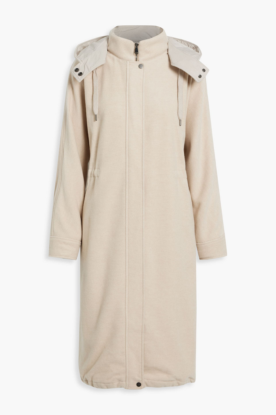 Cashmere-felt hooded parka
