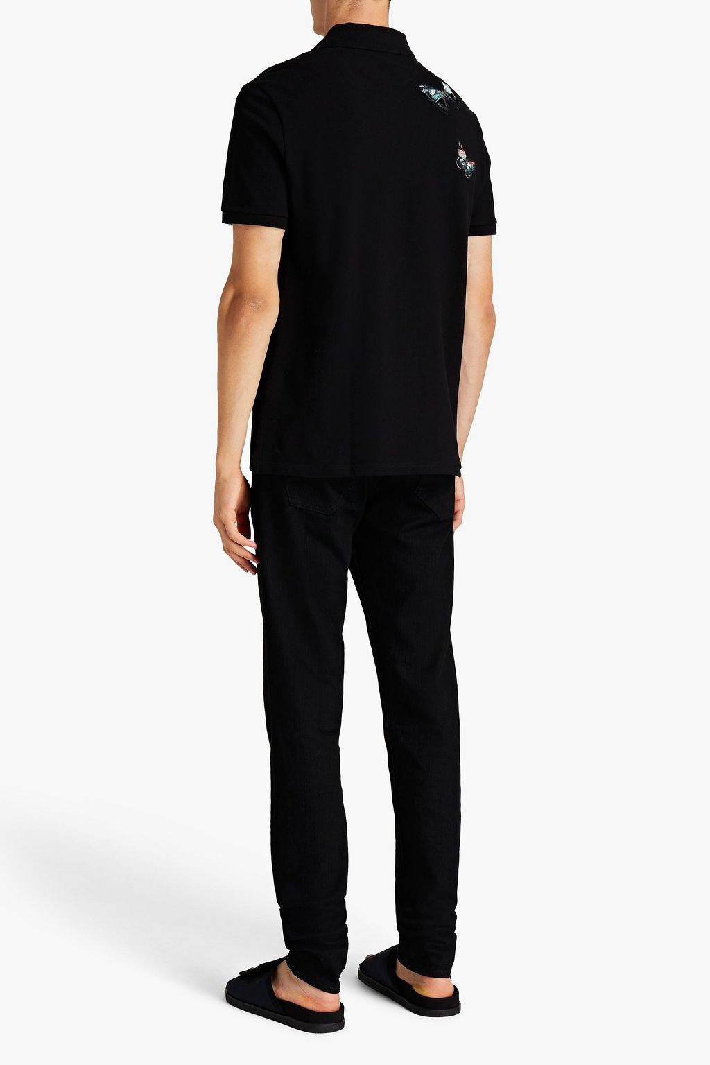 VALENTINO Embroidered cotton-piqué polo shirt