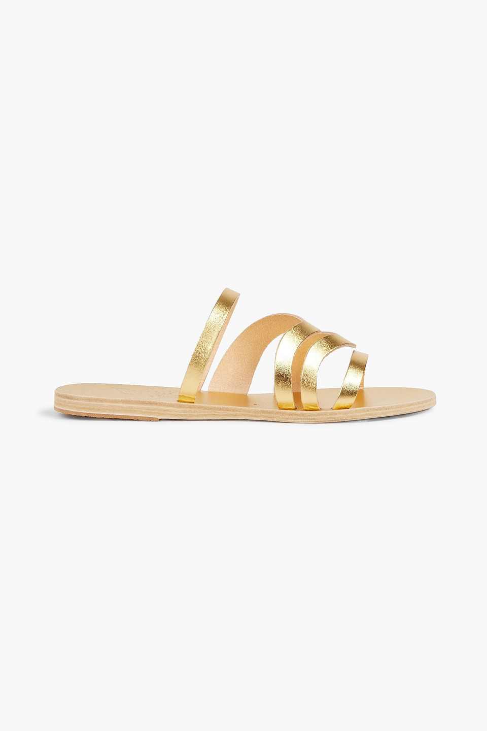 Ancient Greek Sandals Woman Caryae Metallic Leather Sandals Gold