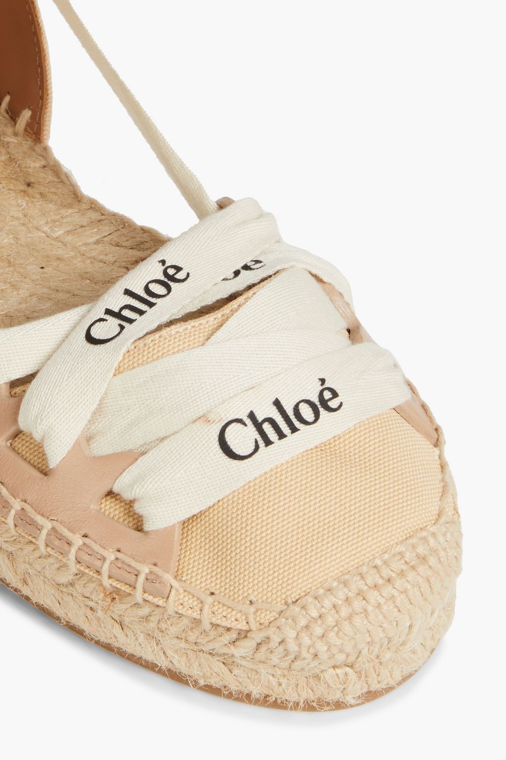 CHLOÉ Ingrid logo-print canvas and leather espadrilles