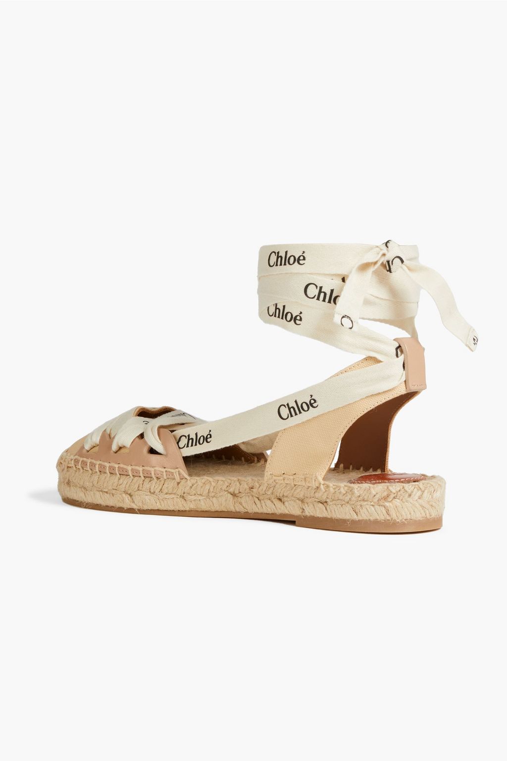 CHLOÉ Ingrid logo-print canvas and leather espadrilles