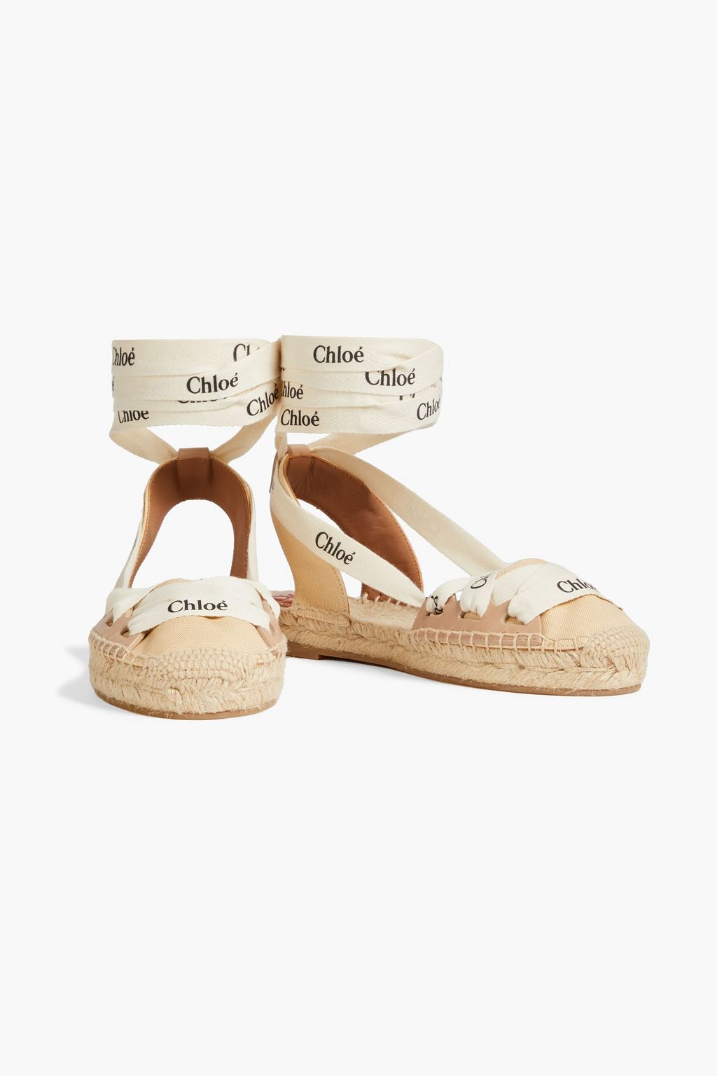 CHLOÉ Ingrid logo-print canvas and leather espadrilles