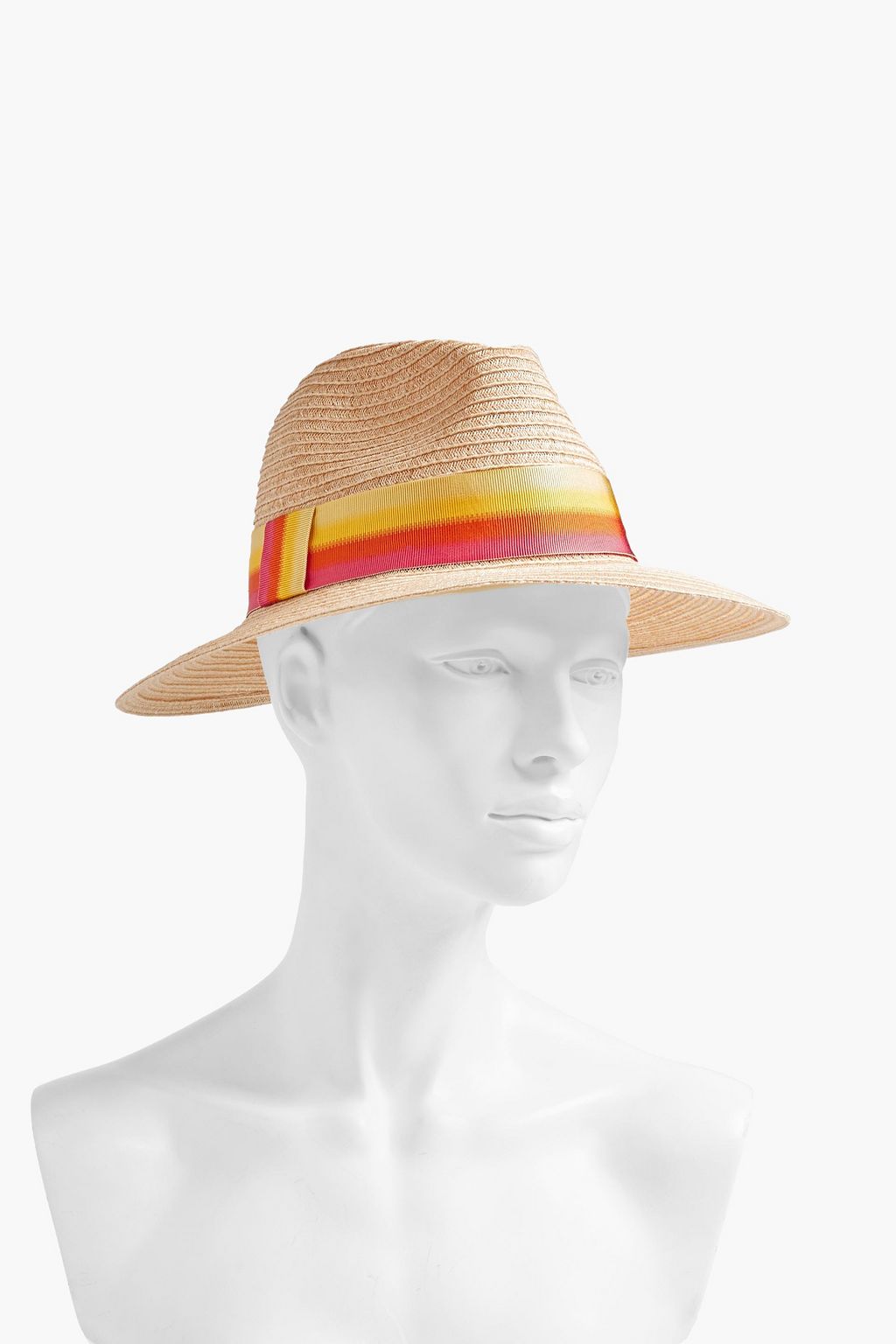 EUGENIA KIM Courtney grosgrain-trimmed stiped hemp-blend fedora