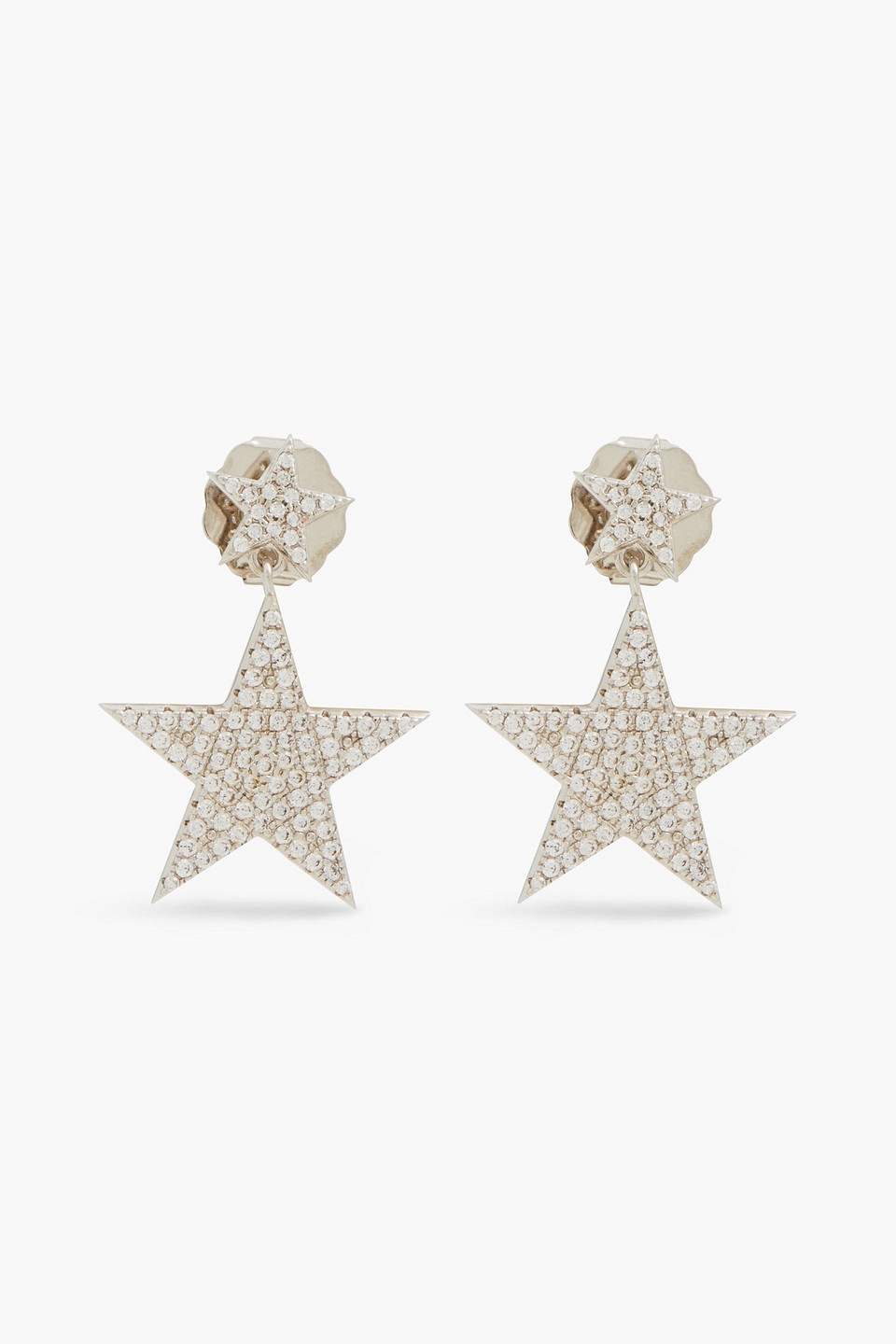 Cz By Kenneth Jay Lane Silver-tone Crystal Earrings In White