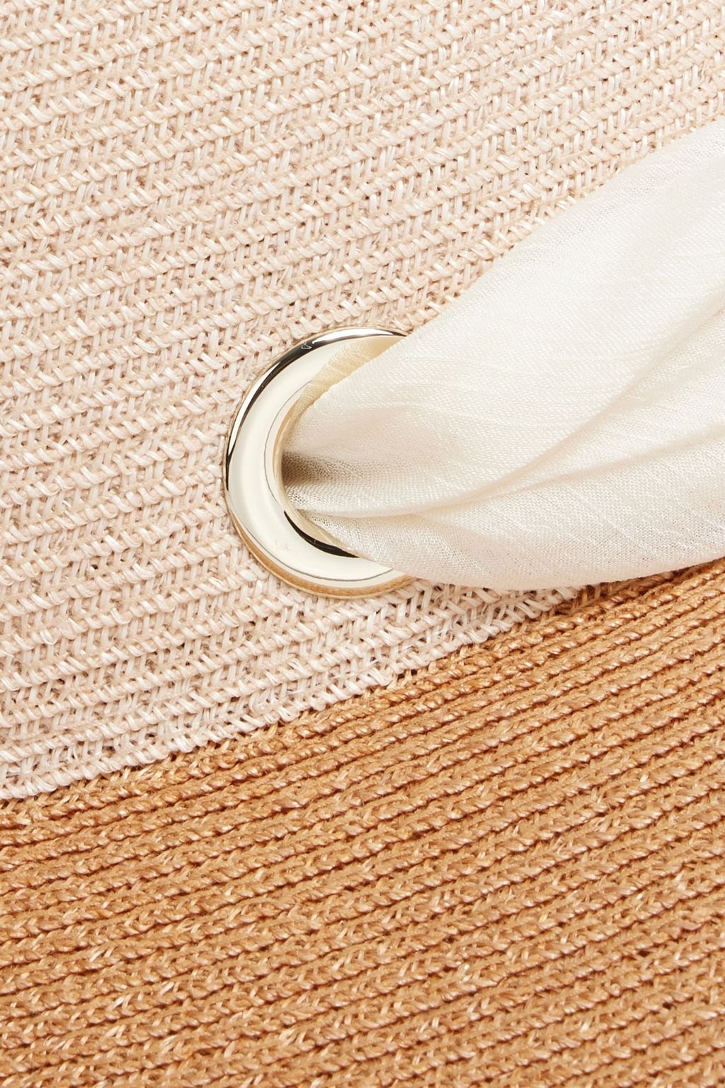 EUGENIA KIM Cassidy chiffon-trimmed two-tone hemp-blend sunhat