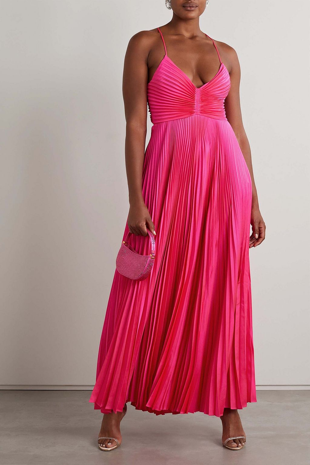 A.L.C. Aries cutout pleated satin maxi dress