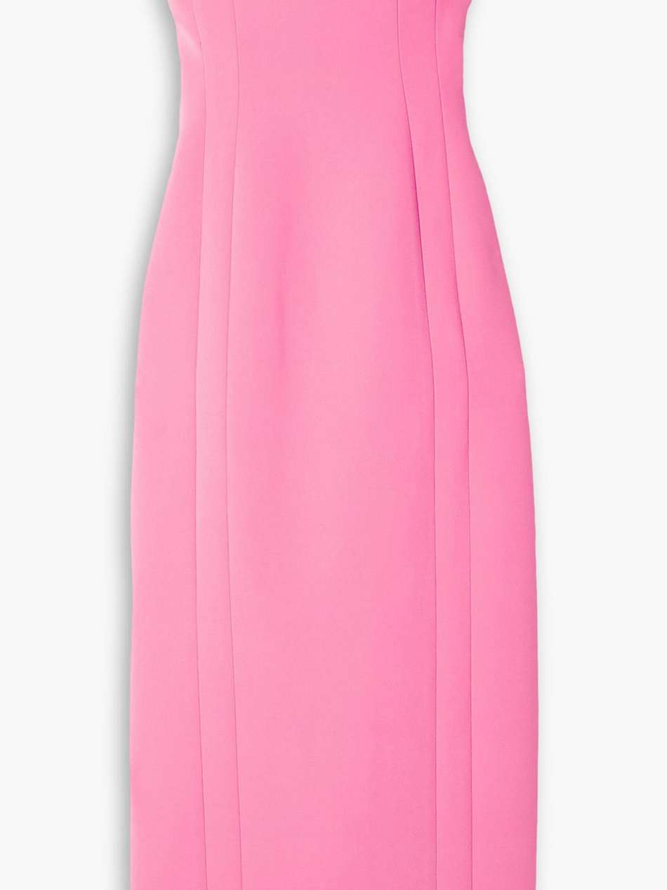 elizabeth strapless cady midi dress