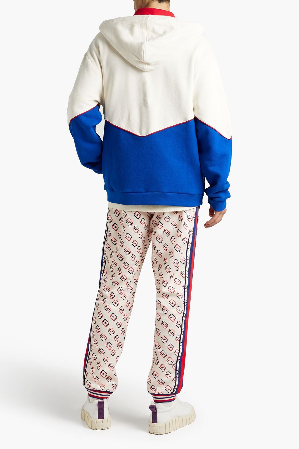 GUCCI Appliquéd two-tone French cotton-terry zip-up hoodie