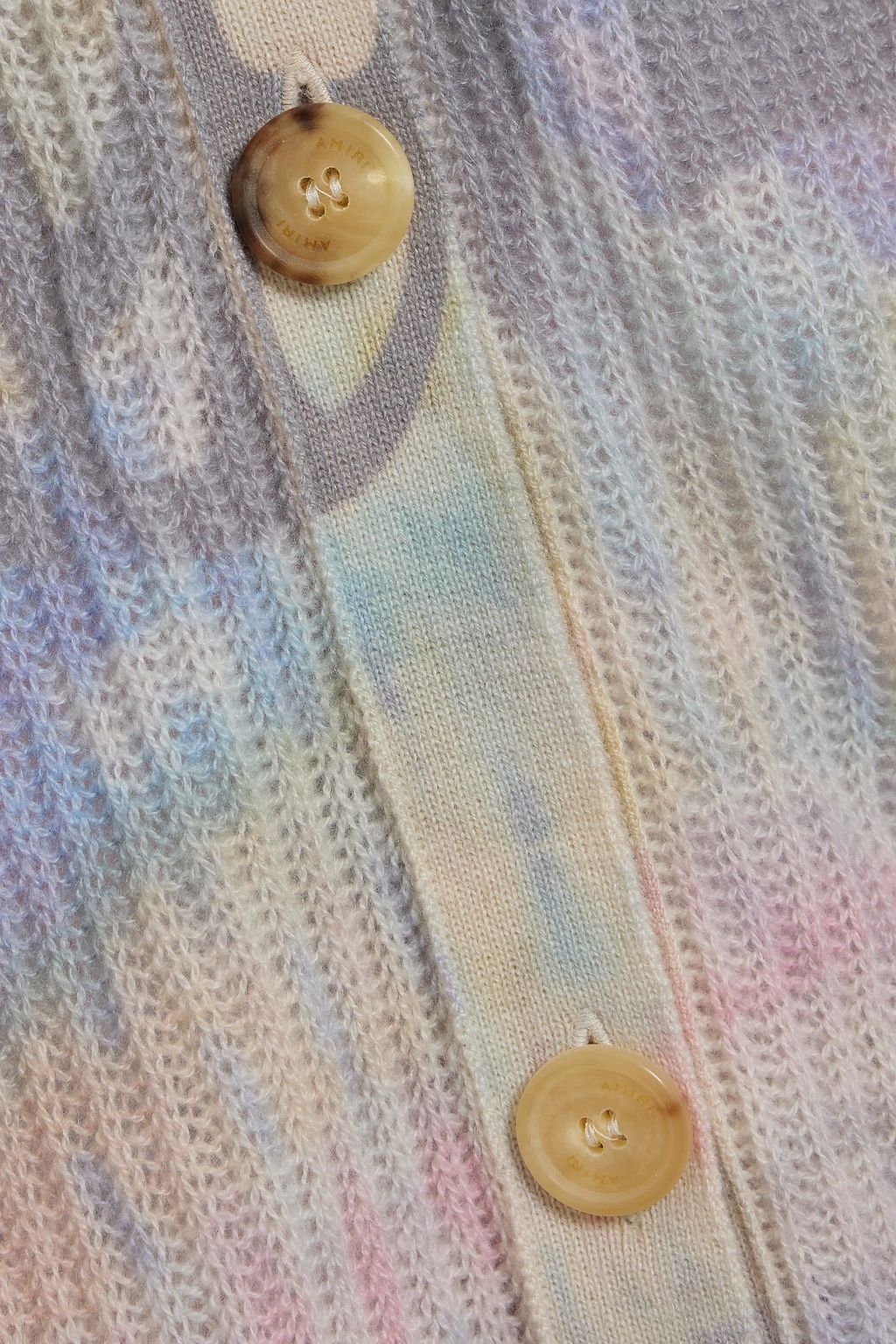 AMIRI Love distressed tie-dyed cashmere cardigan