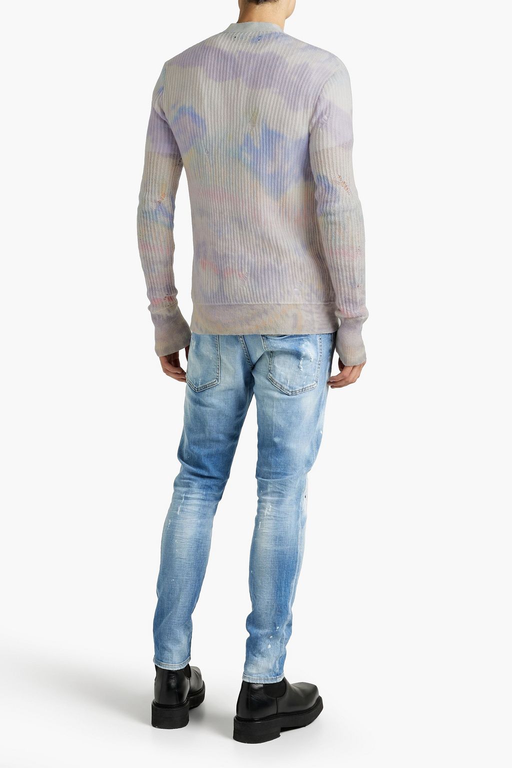 AMIRI Love distressed tie-dyed cashmere cardigan