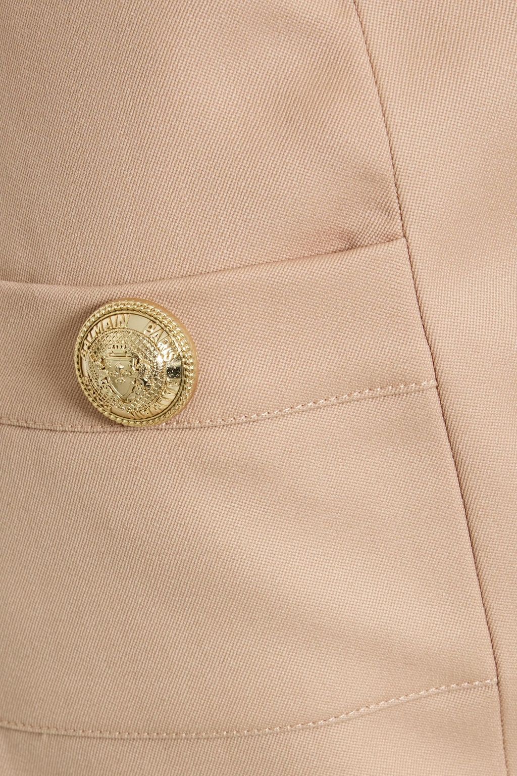 BALMAIN Button-embellished grain de poudre wool mini skirt
