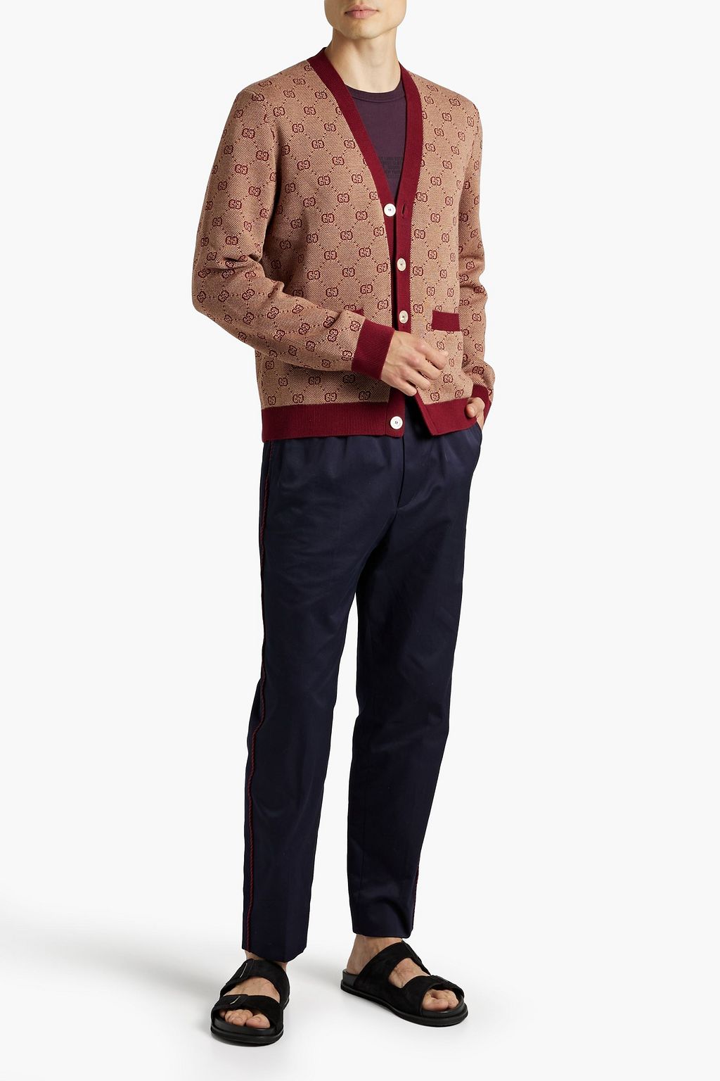 GUCCI Jacquard-knit wool and cotton-blend cardigan