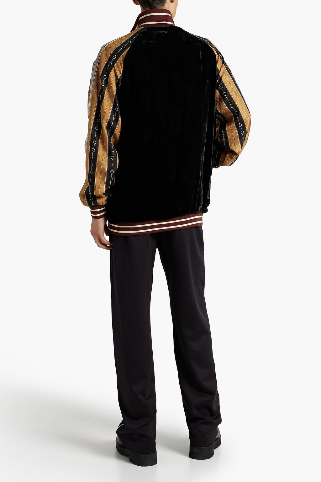GUCCI Printed satin-twill and velour track jacket