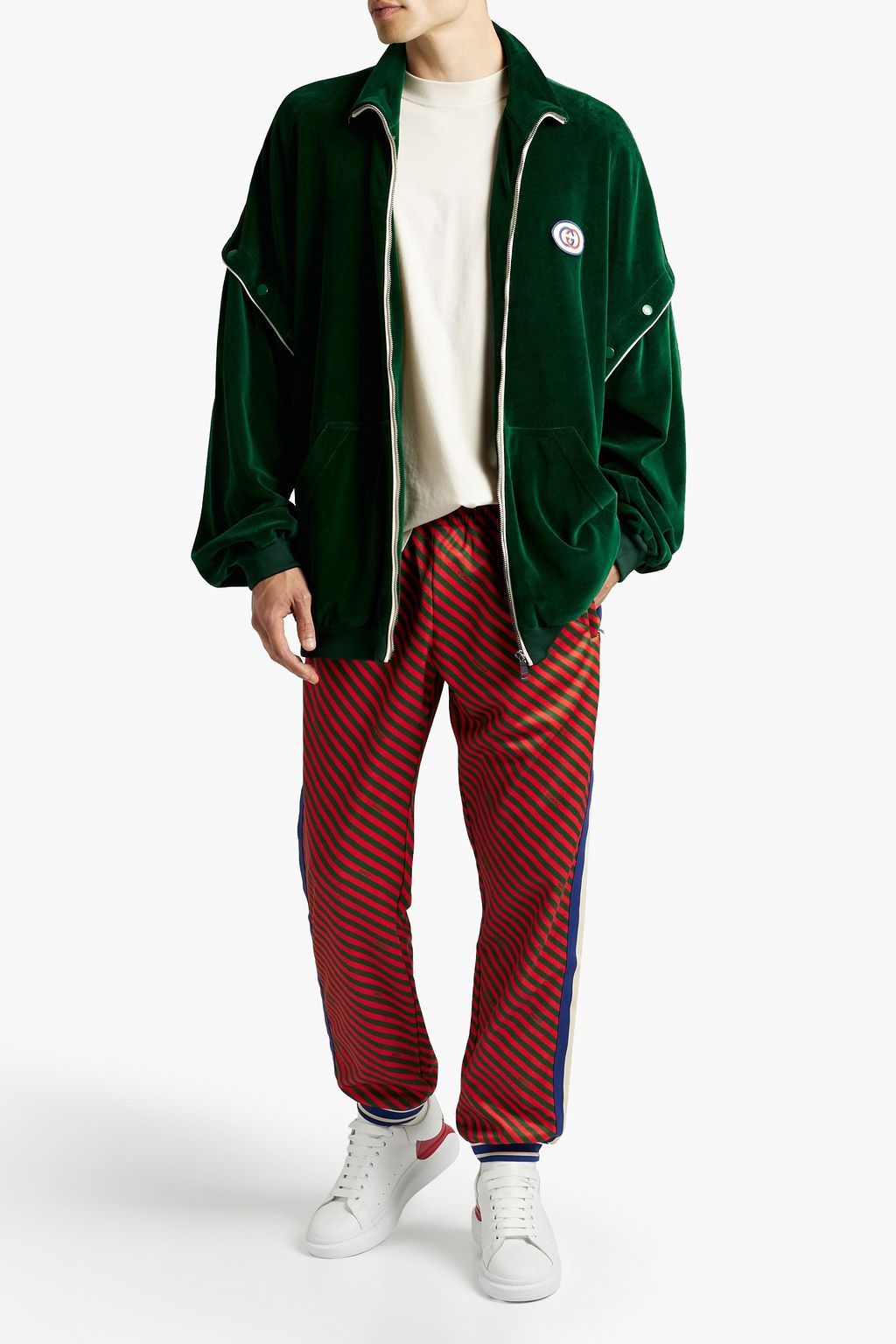 GUCCI Convertible cotton-blend velour track jacket