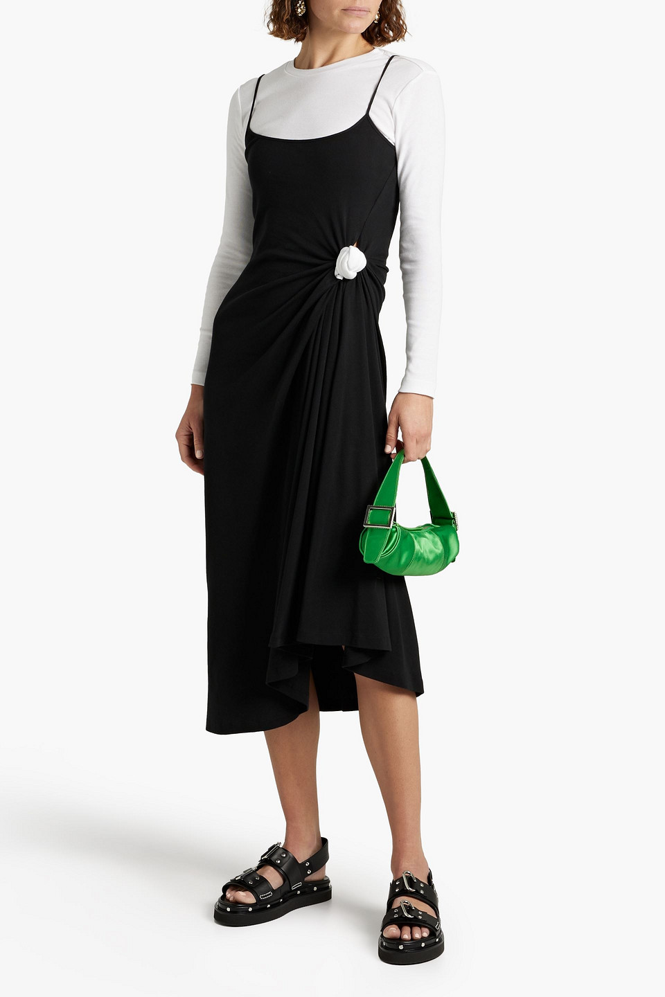 Rosie Assoulin My So Called Knotted Tee Cotton-jersey Dress In Black