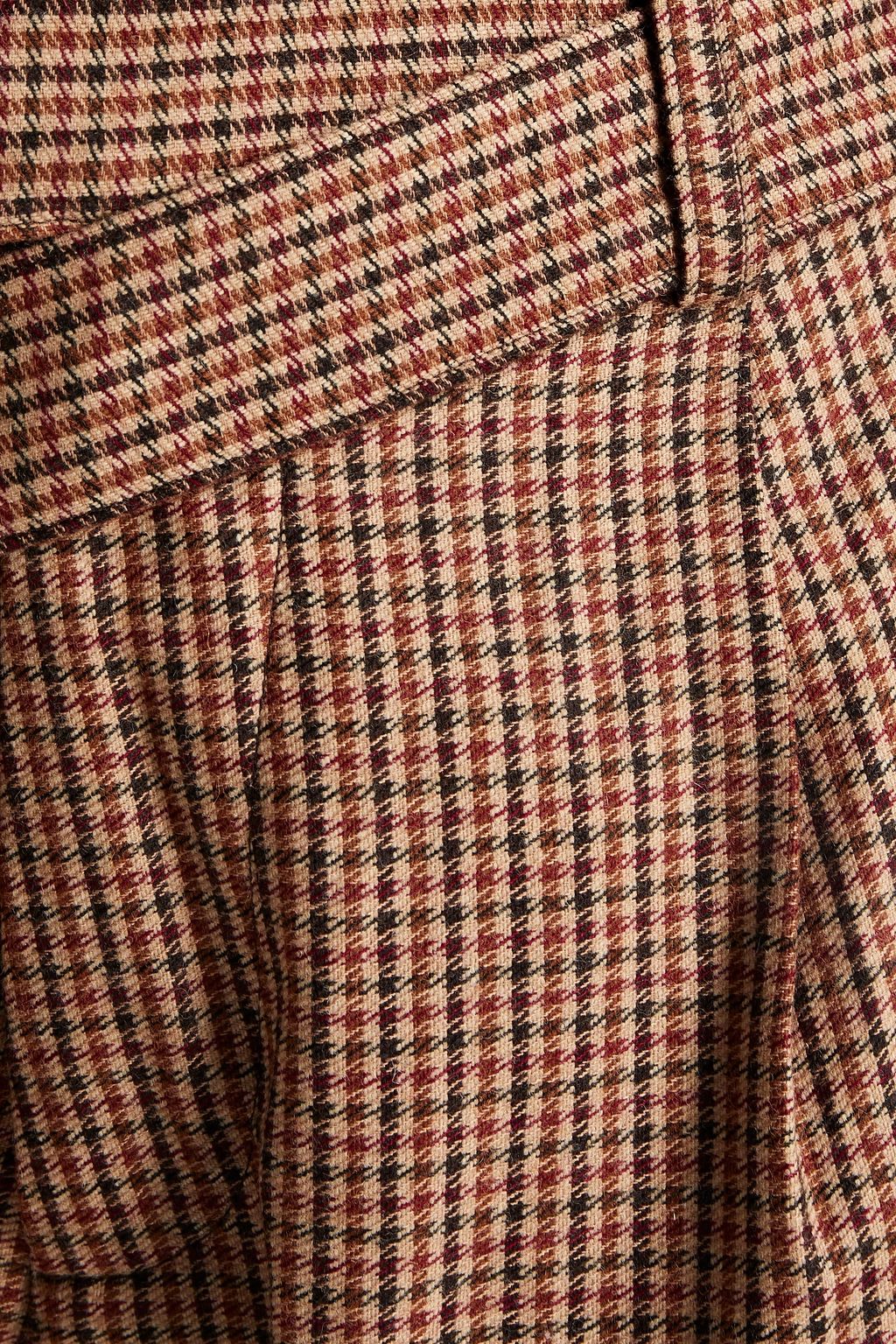 BEN TAVERNITI™ UNRAVEL PROJECT Belted houndstooth wool-blend wide-leg pants