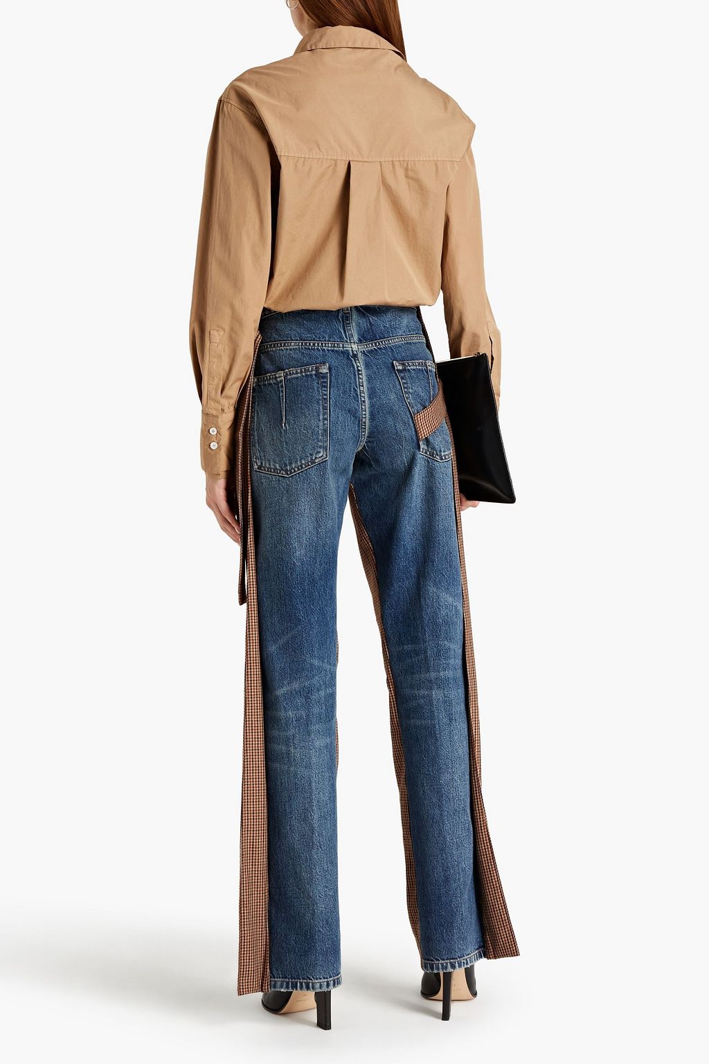 BEN TAVERNITI™ UNRAVEL PROJECT Belted houndstooth wool-blend wide-leg pants