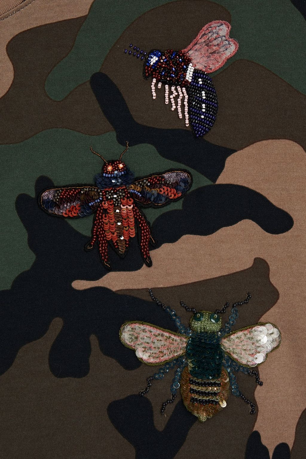 VALENTINO Embellished camouflage-print cotton-jersey T-shirt