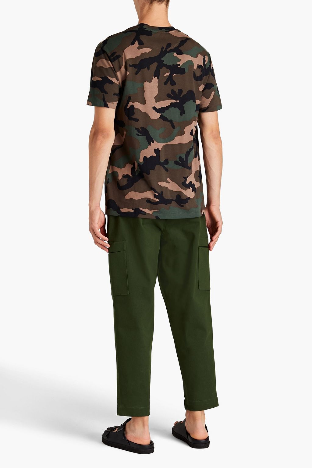 VALENTINO Embellished camouflage-print cotton-jersey T-shirt