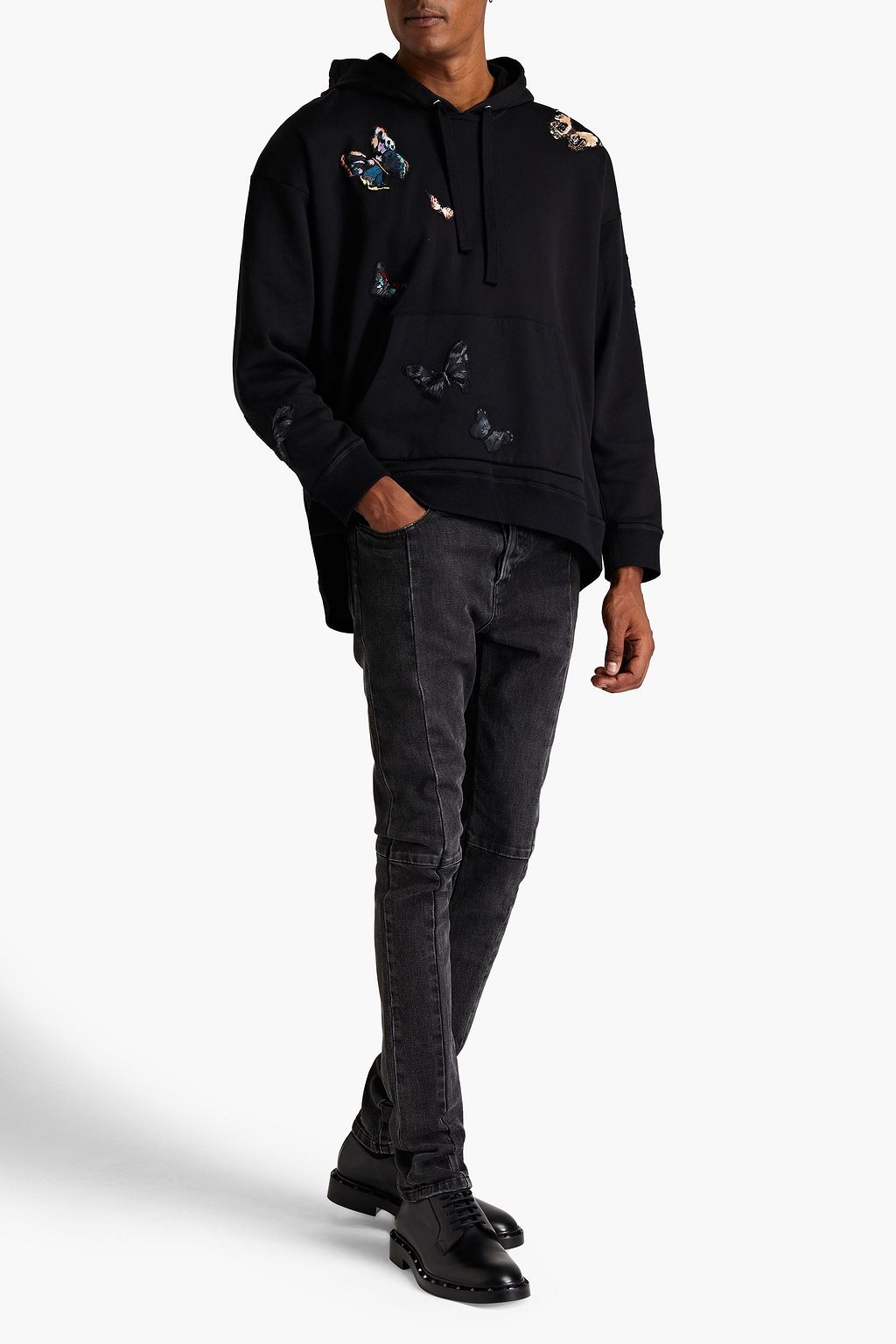 VALENTINO GARAVANI Embroidered French cotton-blend terry hoodie