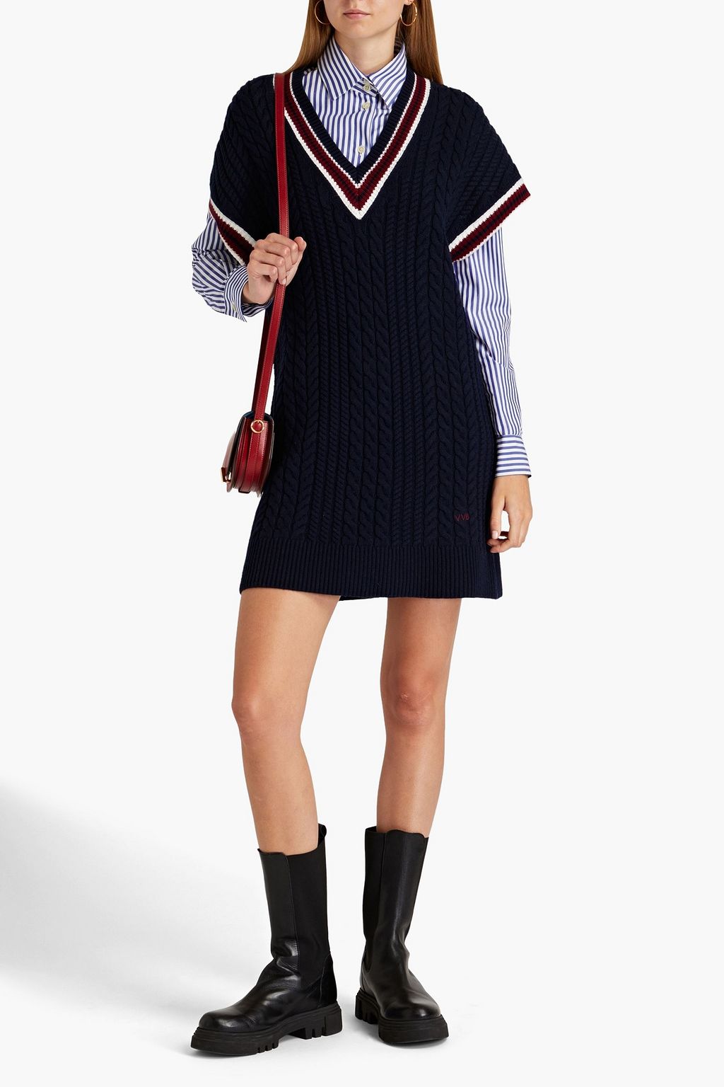 VICTORIA, VICTORIA BECKHAM Cable-knit mini dress
