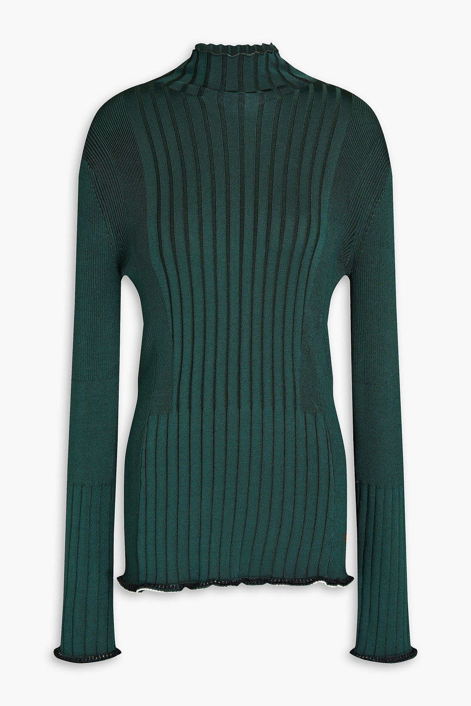 Victoria Victoria Beckham Ribbed-knit Turtleneck Jumper In Green