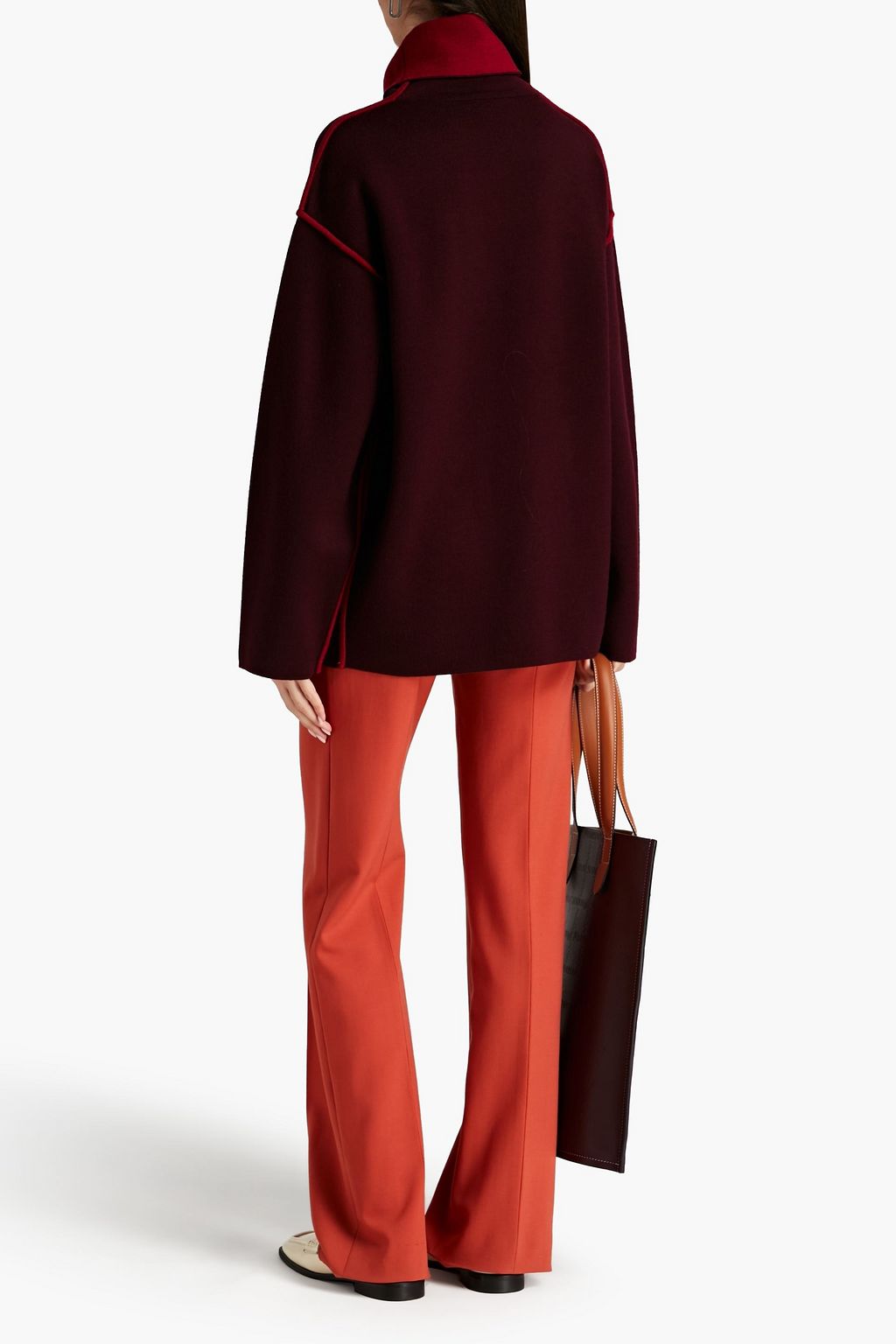 VICTORIA, VICTORIA BECKHAM Two-tone wool-blend turtleneck sweater
