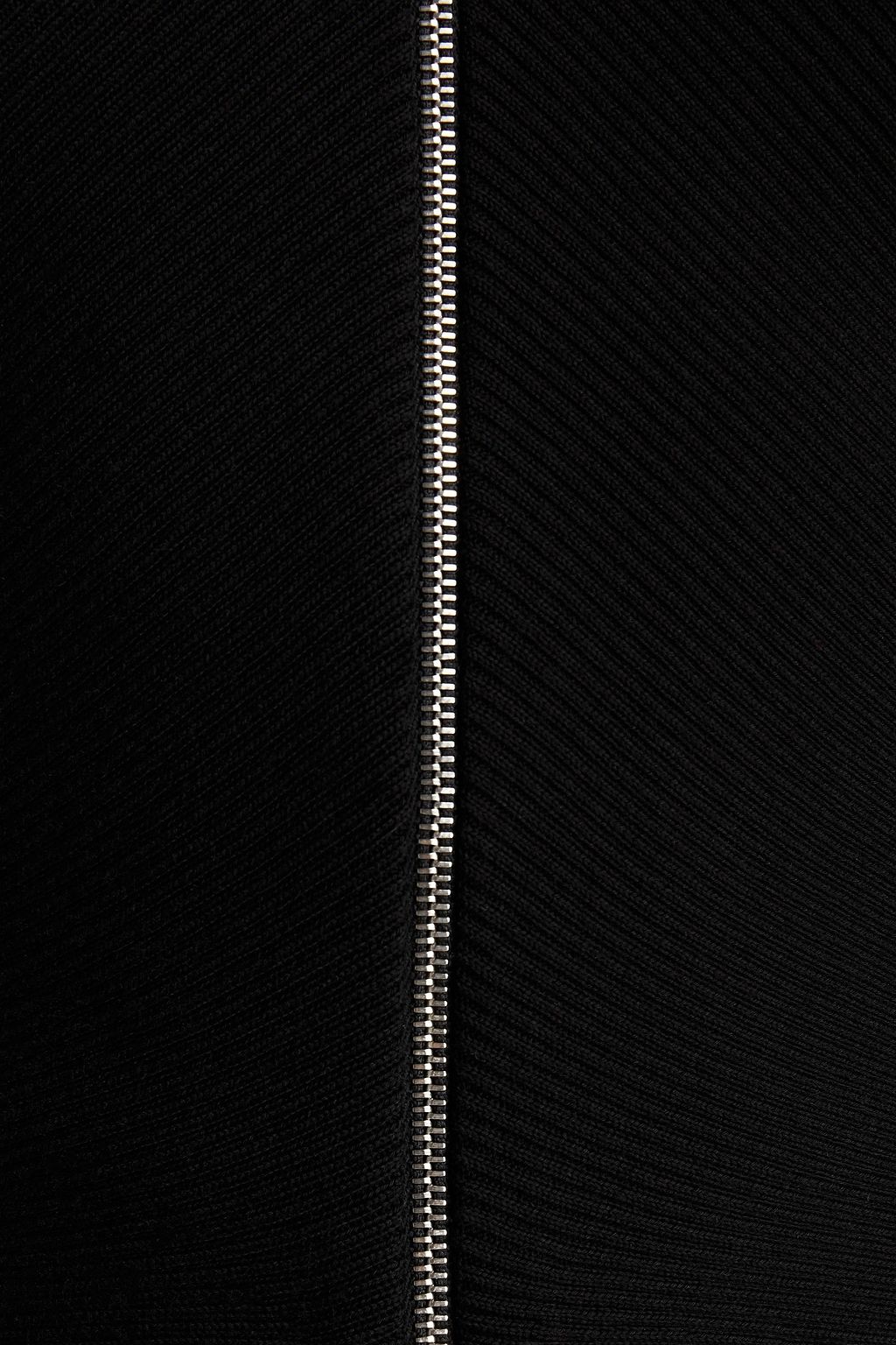 ALEXANDER WANG Asymmetric ribbed cotton zip-up cardigan