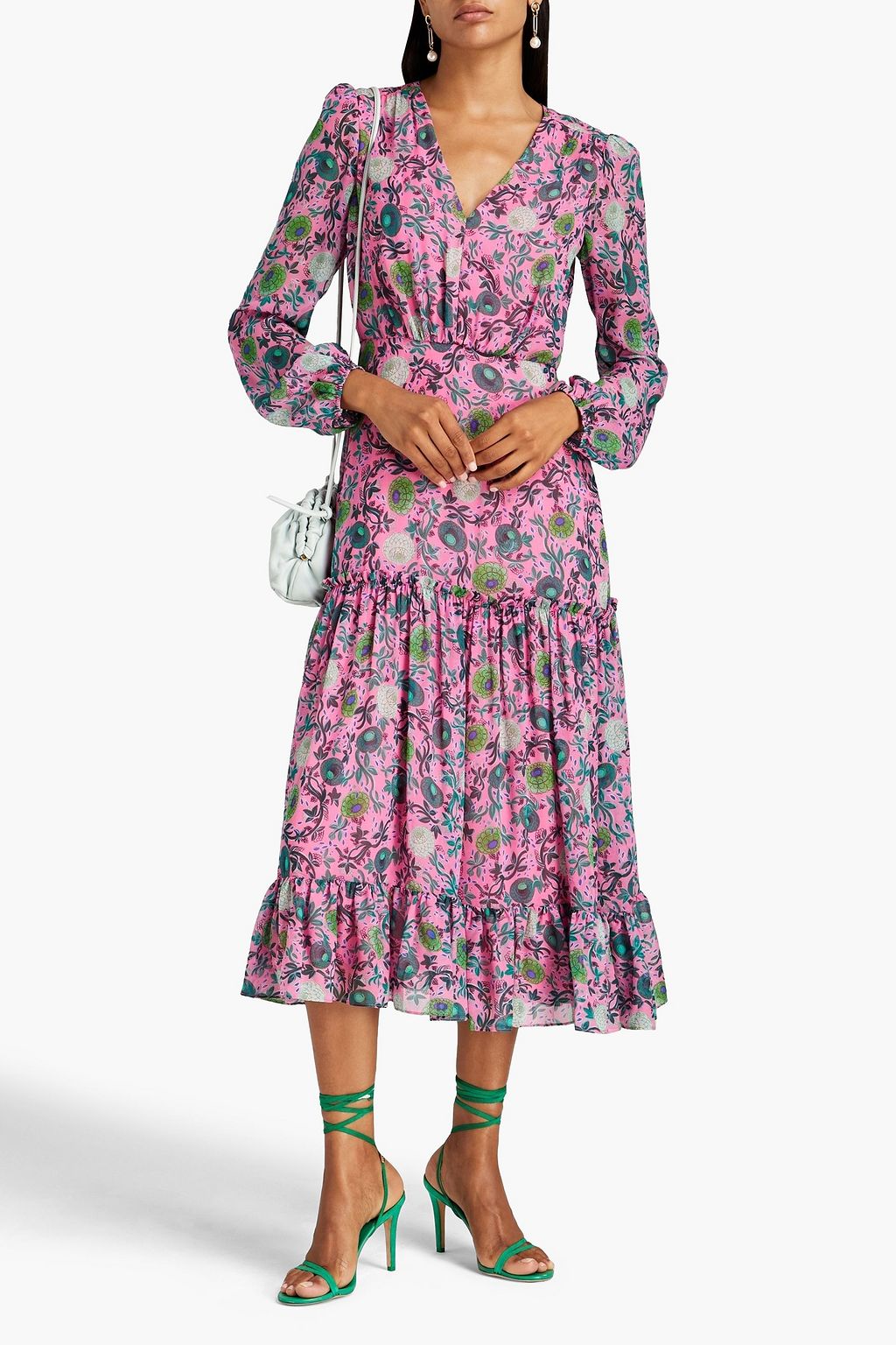 SALONI Devon printed silk-crepe midi dress | THE OUTNET