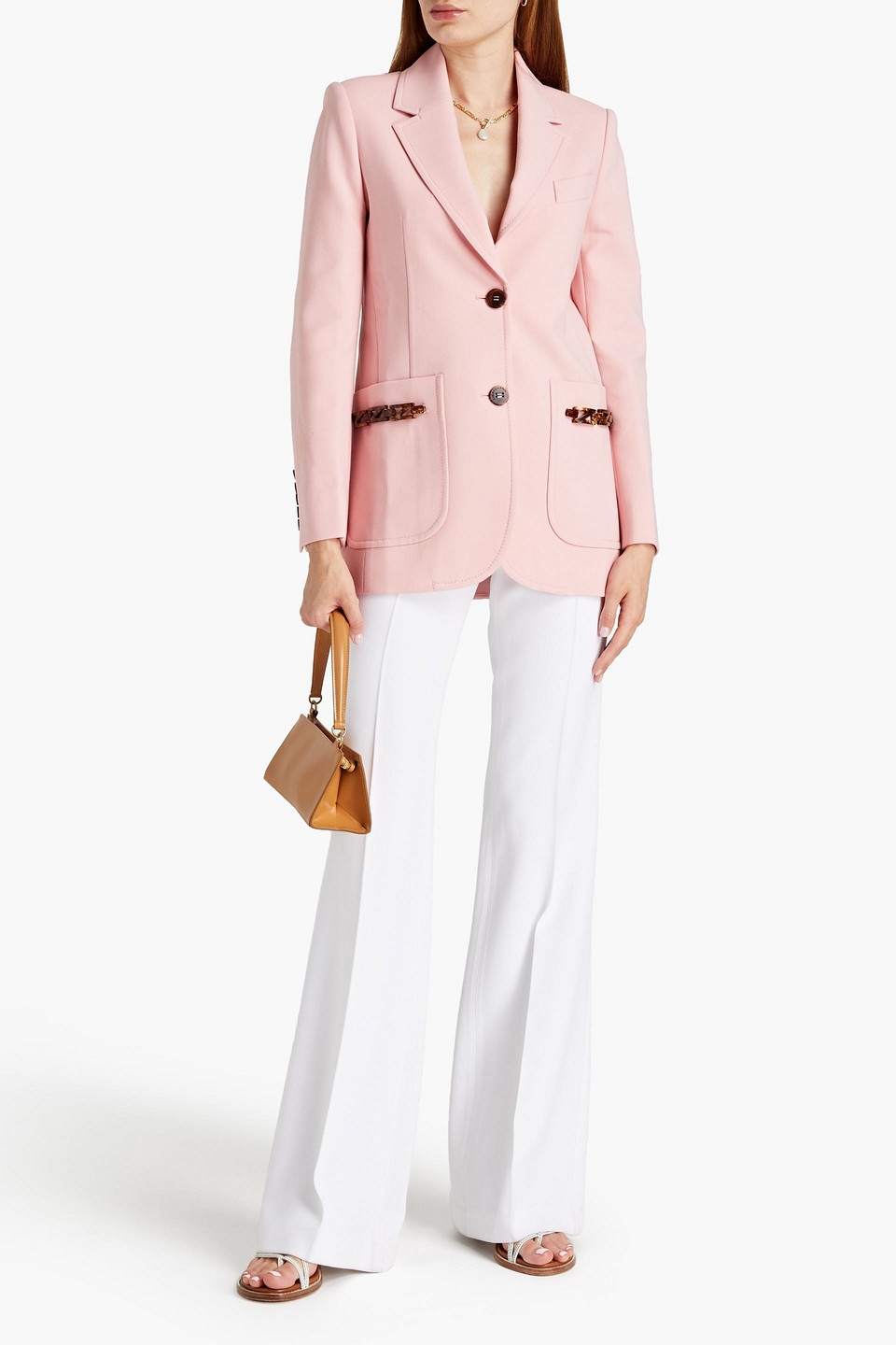 Zimmermann Concert Embellished Woven Blazer In Baby Pink