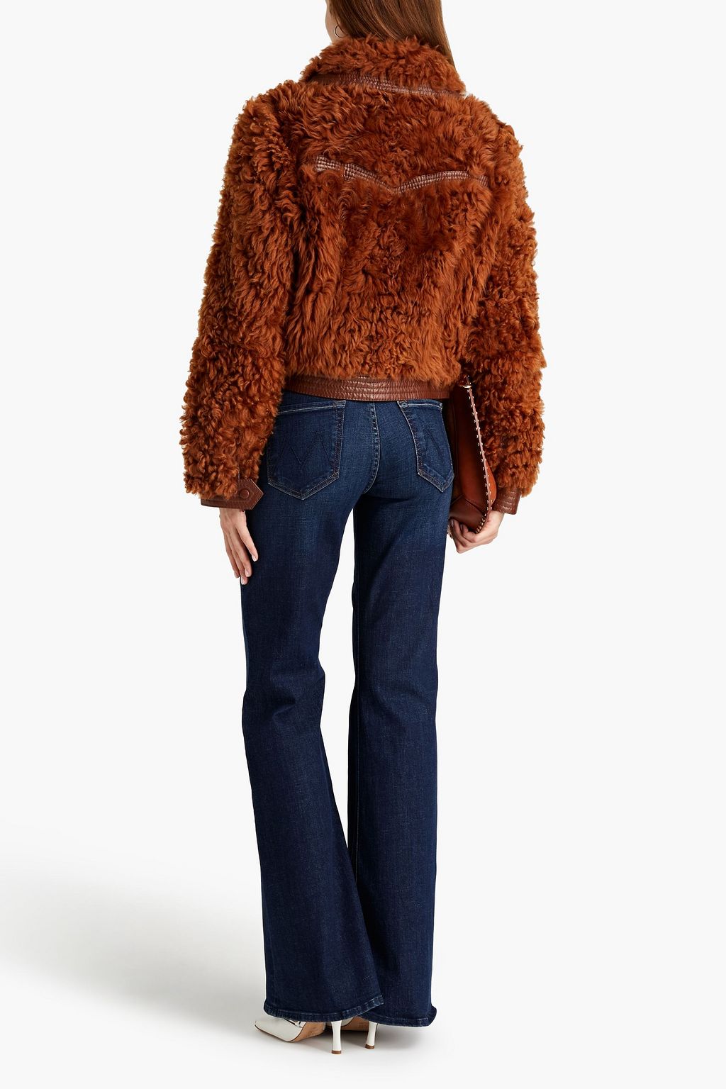 ZIMMERMANN Leather-trimmed shearling jacket