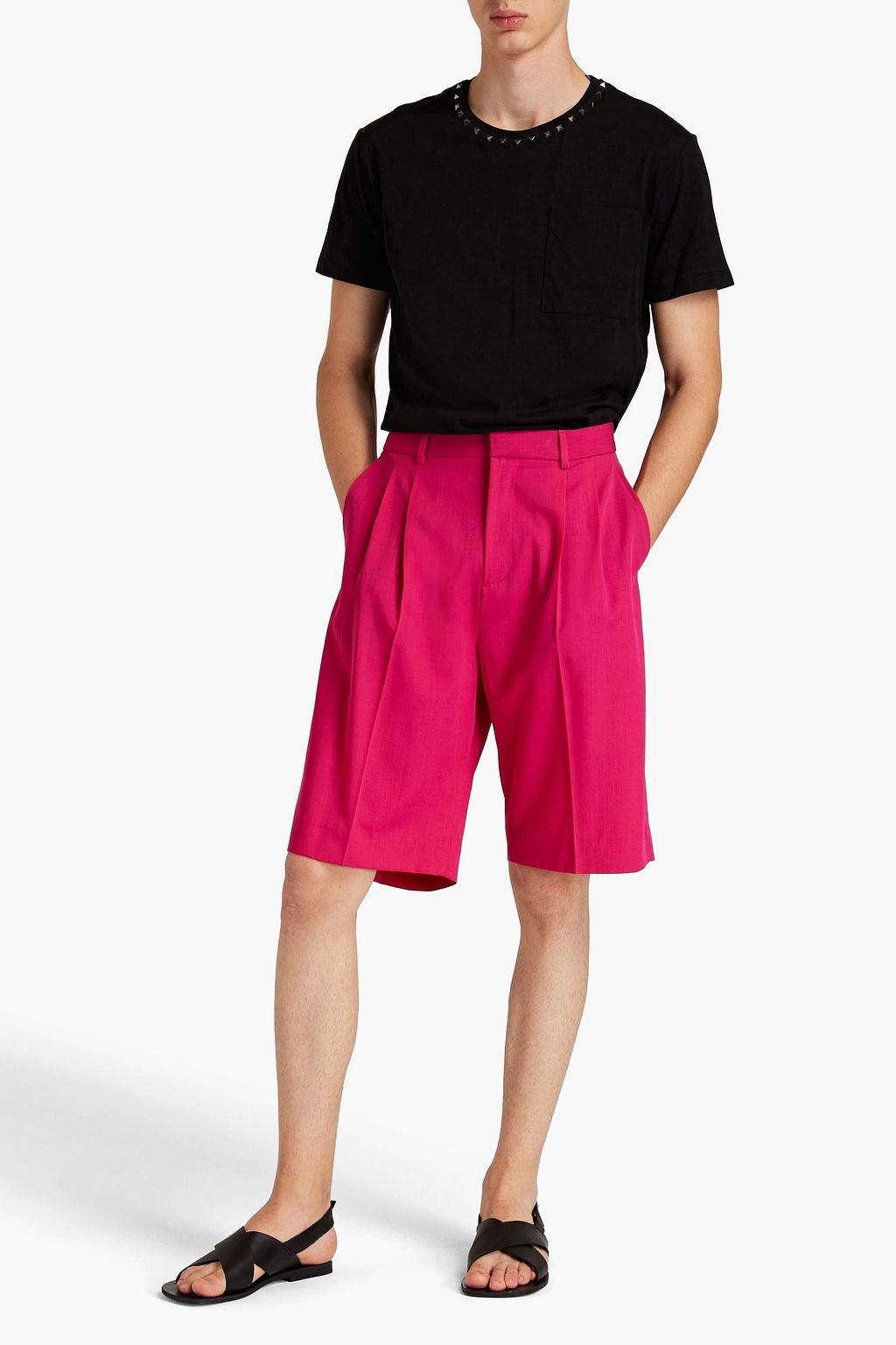 VALENTINO GARAVANI Pleated wool-twill shorts
