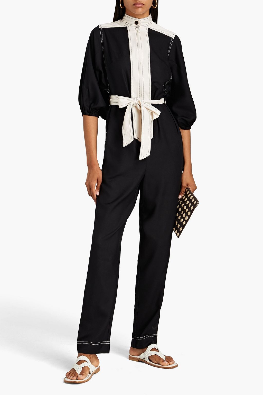 ZIMMERMANN Belted two-tone silk-crepe jumpsuit