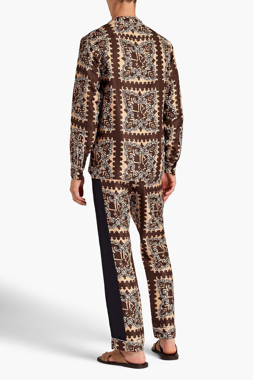 VALENTINO Tapered printed silk-faille pants