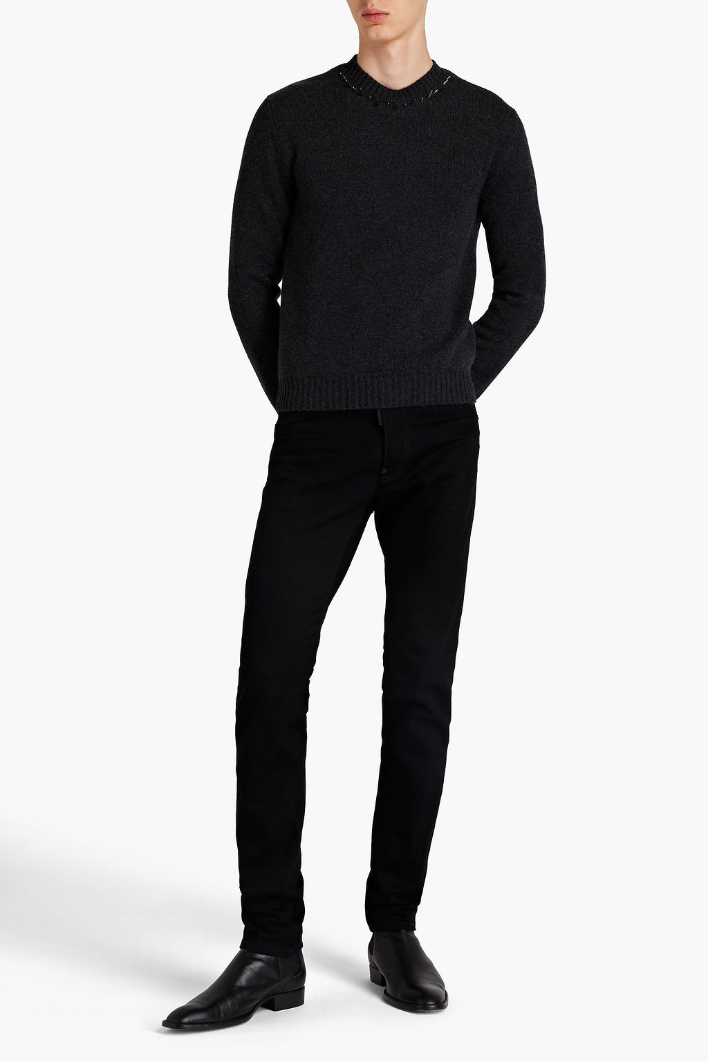 VALENTINO GARAVANI Spiked mélange cashmere sweater