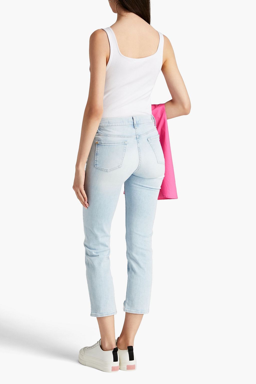 7 FOR ALL MANKIND Cropped Jeans mit geradem Bein in Distressed-Optik