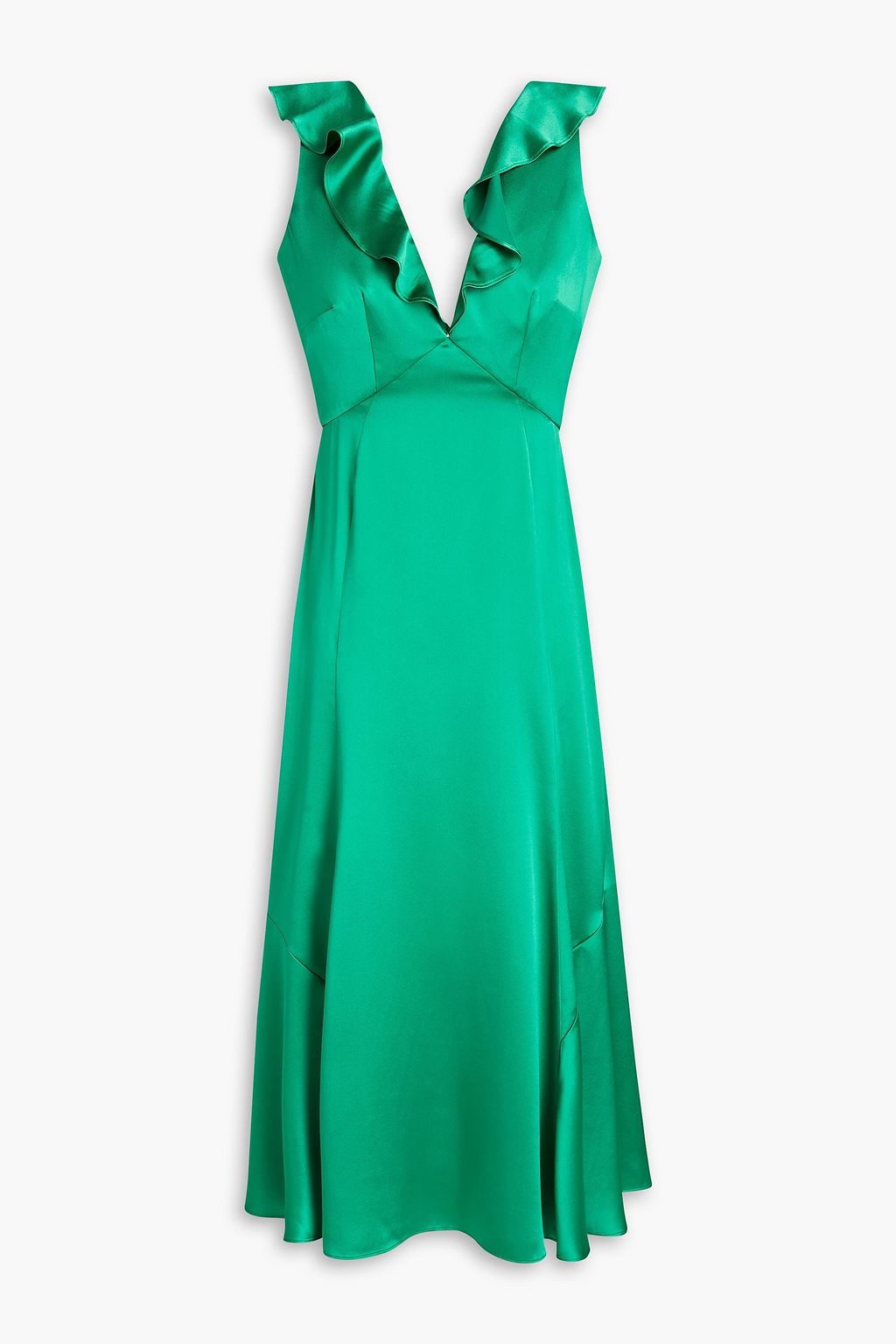 SALONI Holly ruffled silk-satin midi dress | THE OUTNET