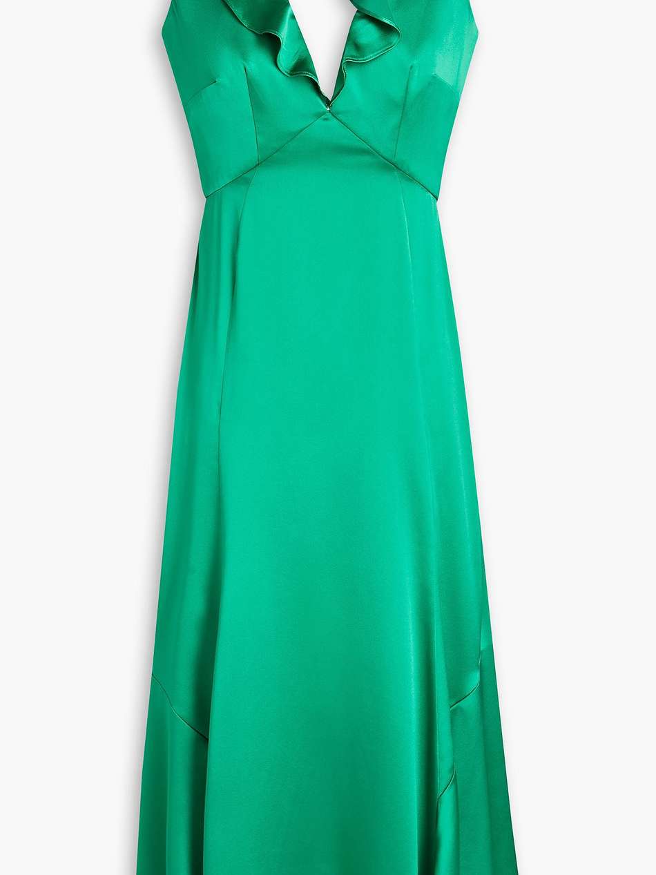 holly ruffled silk-satin midi dress