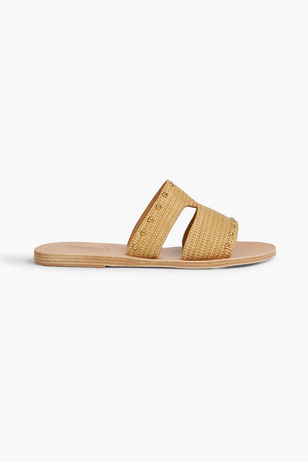 ANCIENT GREEK SANDALS Studded raffia slides | THE OUTNET