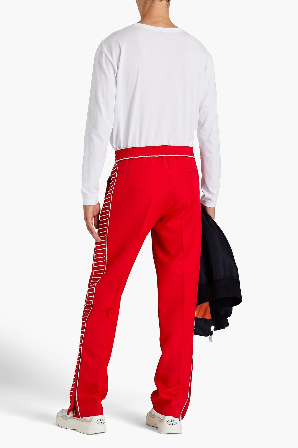 VALENTINO Bead-embellished twill pants