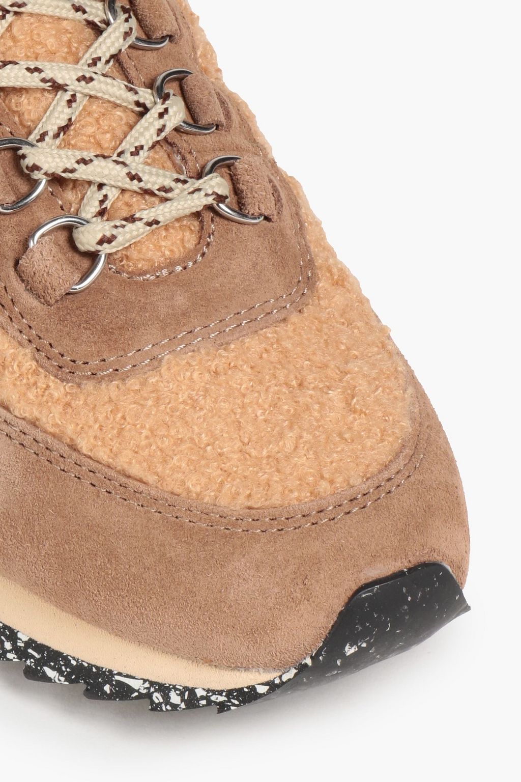 Sand Suede-trimmed faux shearling high-top sneakers | RAG & BONE | THE OUTNET