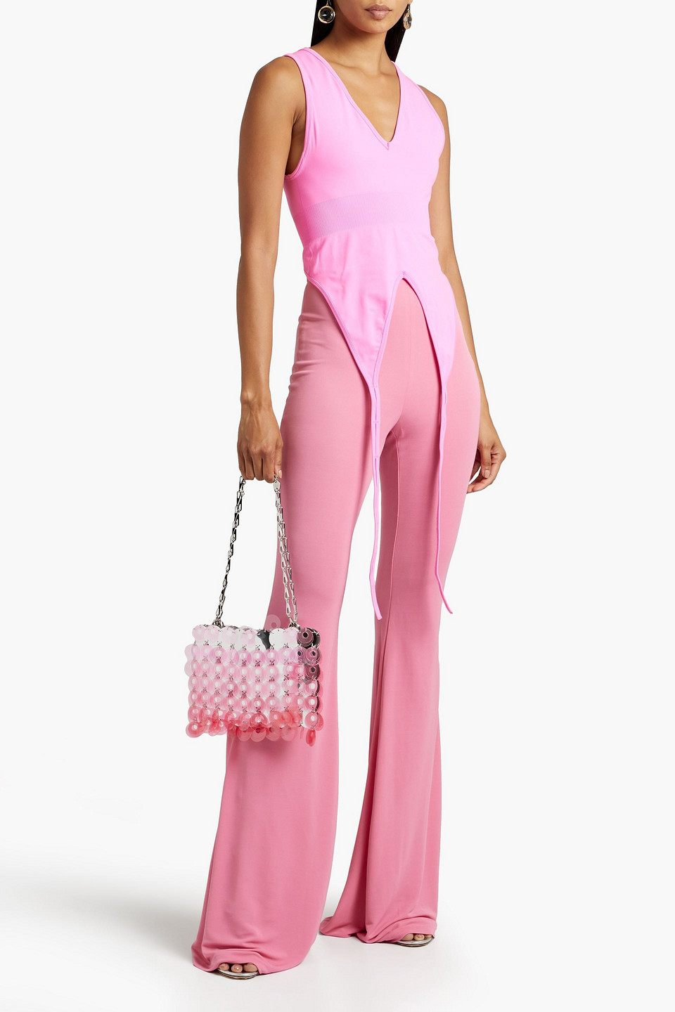 Balmain Knitted Flared Pants In Bubblegum