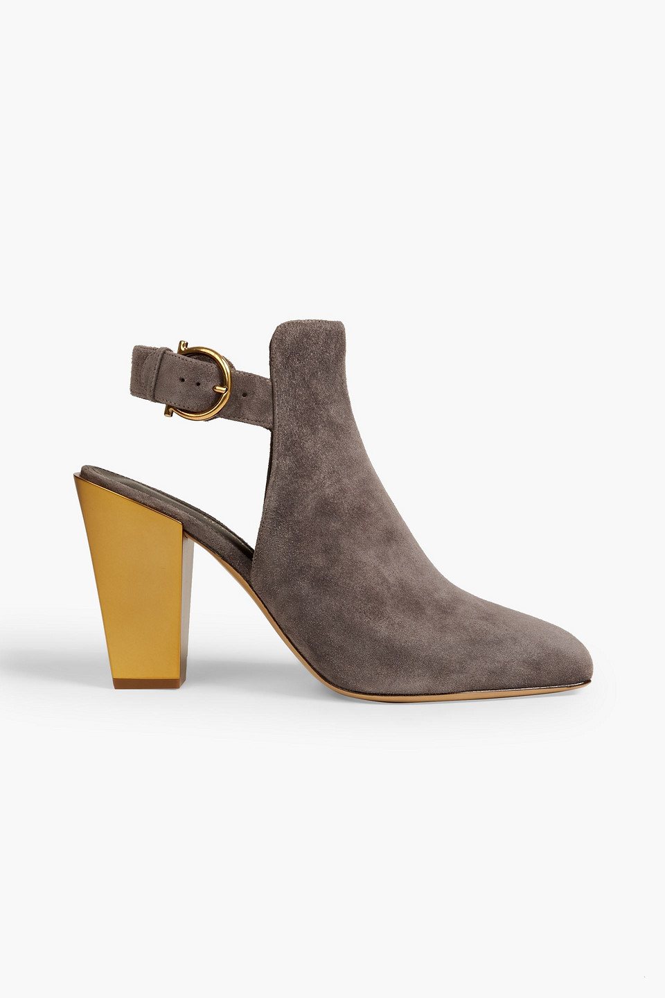 Ferragamo Tovel Suede Mules In Taupe