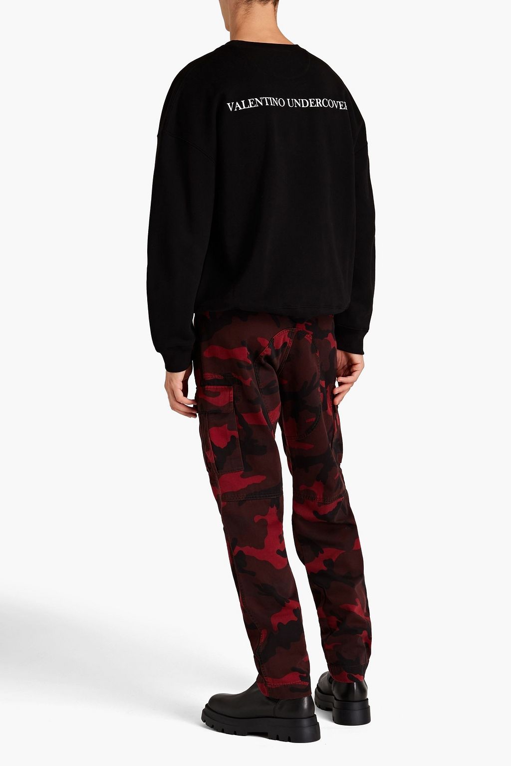 VALENTINO GARAVANI Embellished camouflage-print cotton-twill cargo pants