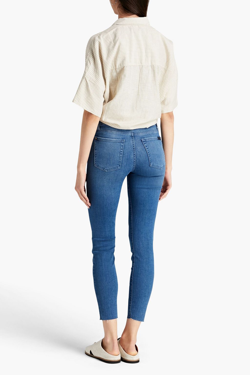 7 FOR ALL MANKIND 페이디드 미드라이즈 스키니 진