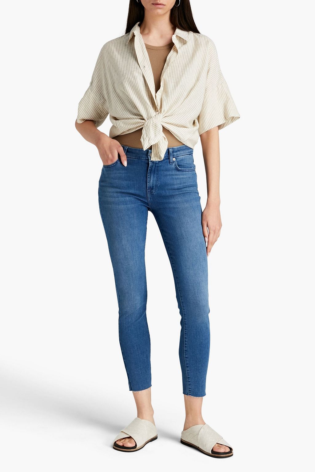 7 FOR ALL MANKIND 페이디드 미드라이즈 스키니 진